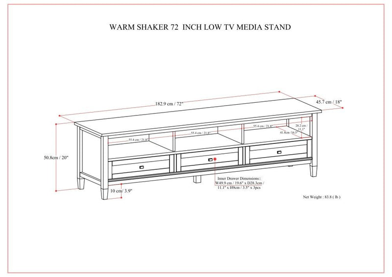 Warm Shaker - Handcrafted Low TV Media Stand