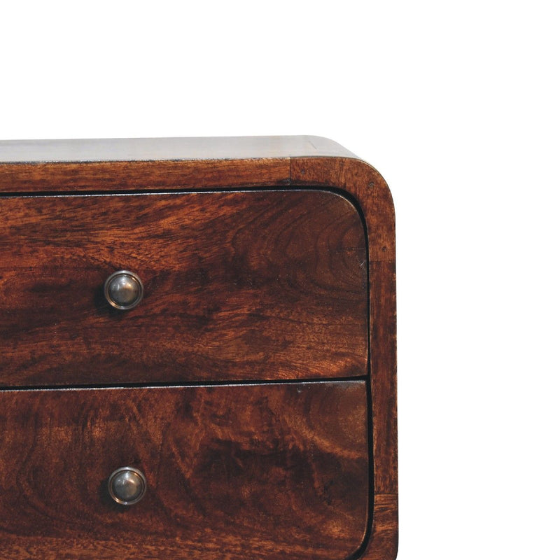 Mini Curved Nightstand - Walnut
