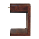 T Bar Rounded Bedside Table - Dark Brown