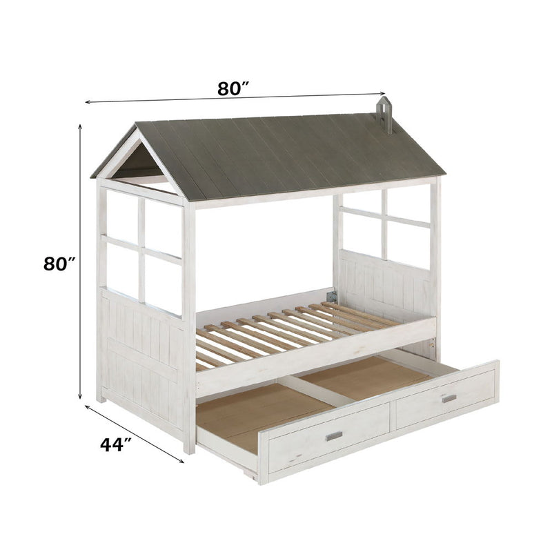 Tree House II - Twin Bed - Weathered White & Washed Gray - Atlantic Fine Furniture Inc