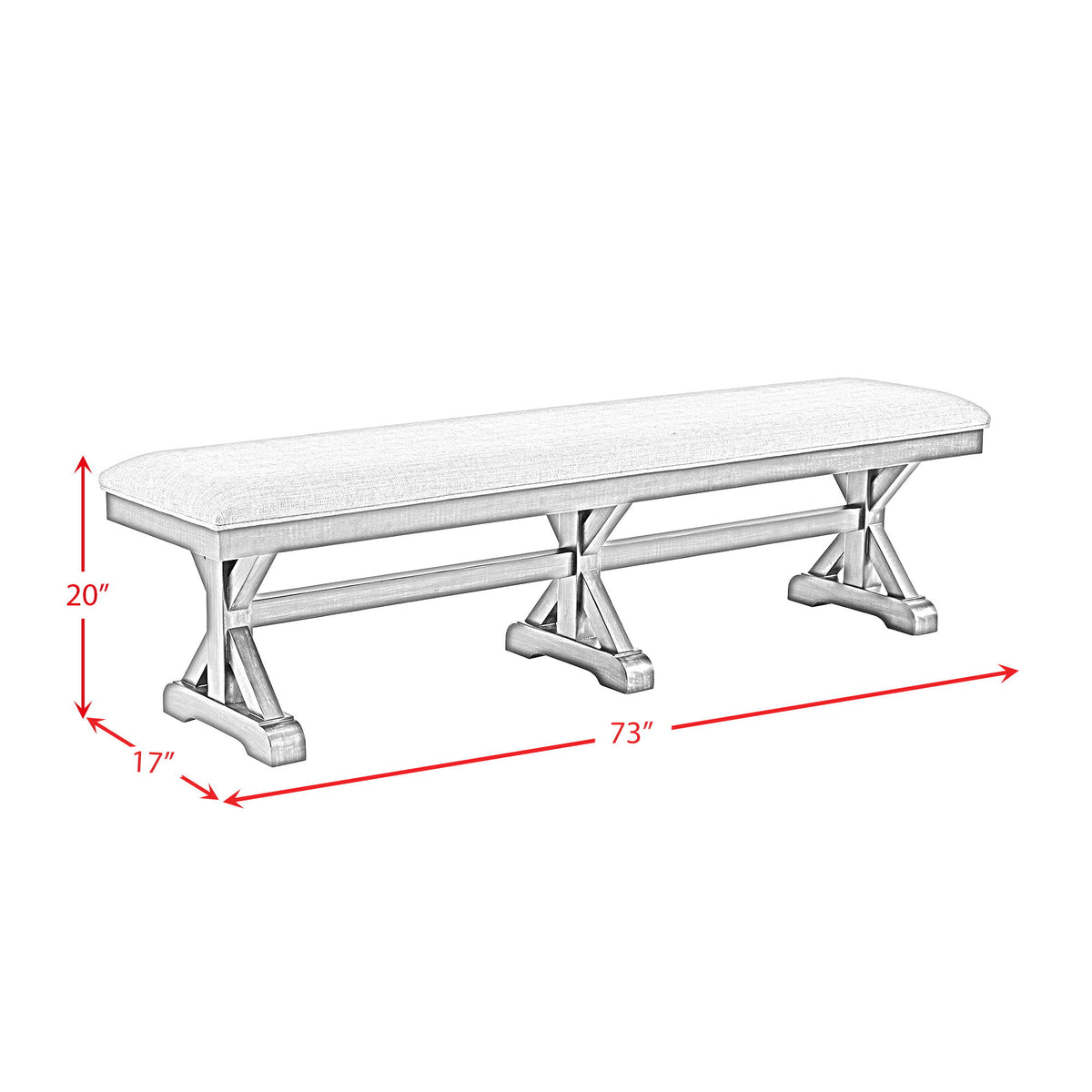 Montrose Fabric Dining Bench in Espresso / Light Gray by Elements International, view 2