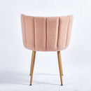 Modern Dining Chair (Set of 2) With Iron Tube Wood Color Legs, Shorthair Cushions And Comfortable Backrest, Suitable For Dining Room, Living Room, Cafe, Simple Structure