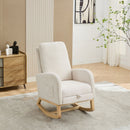 High Back Glider Rocking Chair With Retractable Footrest And Rubber Wood Legs