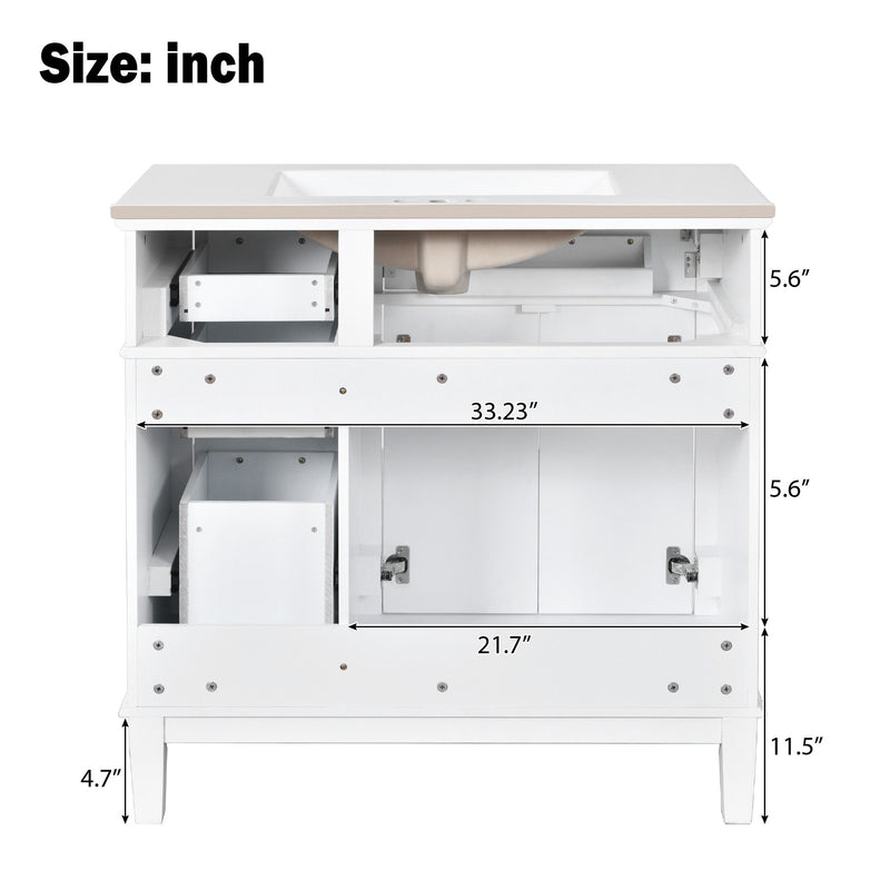 Modern Bathroom Vanity With Ceramic Sink, Soft Close Storage Cabinet