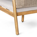 2 Piece Outdoor Acacia Wood Patio Club Chair, Patio Furniture Arm Chair With Woven Rope Backrest, Deep Seating For Porch - Light Teak / Beige