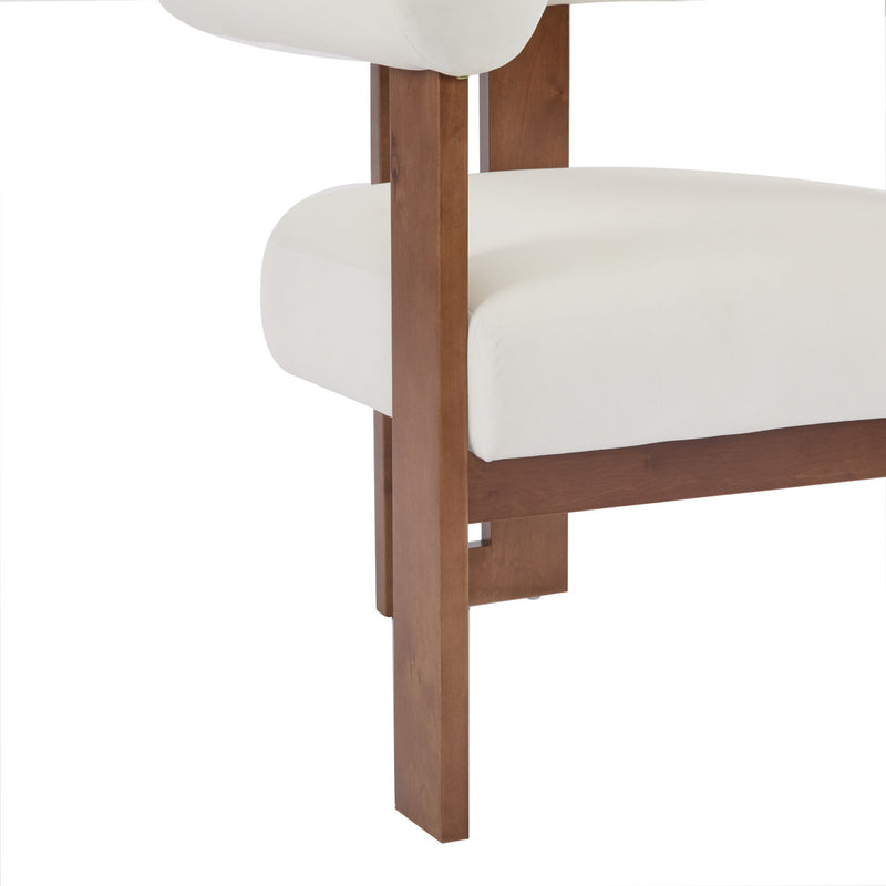 Modern Upholstered Round Arm Accent Chair With Velvet Upholstery