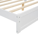 Full Size Wood Platform Bed with House-shaped Headboard and Built-in LED, Walnut+White