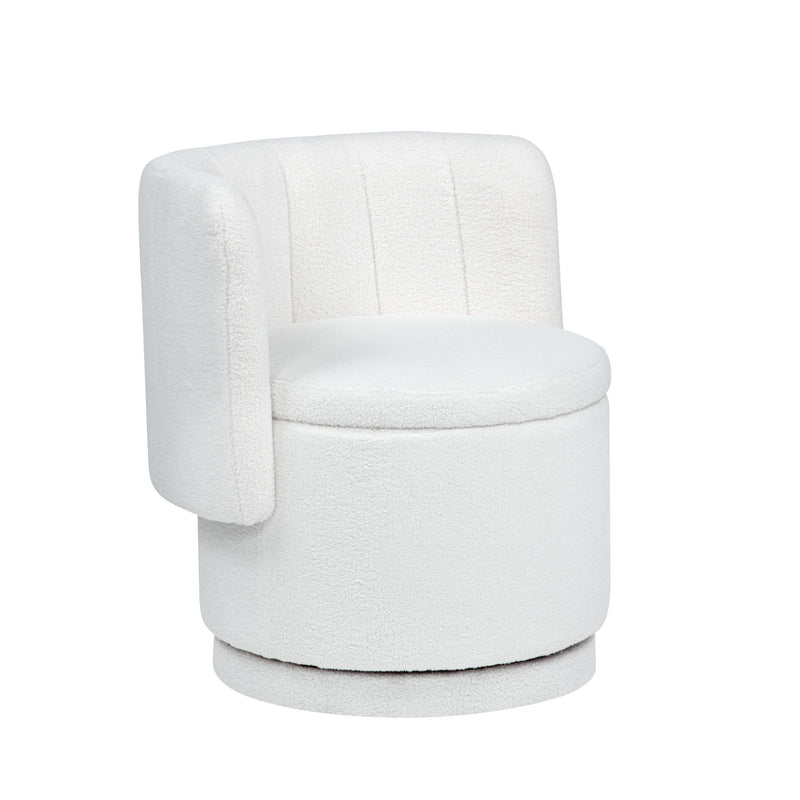 Modern 360 Degree Swivel Back Sofa Chair With Storage Space Boucle, Perfect For Bedroom And Living Room - Beige