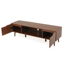 Modern TV Stand With Storage, Tempered Glass Shelf - Walnut