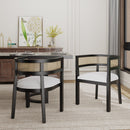 Contemporary Dining Chair Set With Rattan Backrest