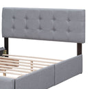 Upholstered Platform Bed With Classic Headboard And Drawers, No Box Spring Needed
