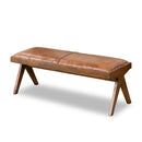Chad - Mid-Century Modern Leather Bench - Brown / Tan