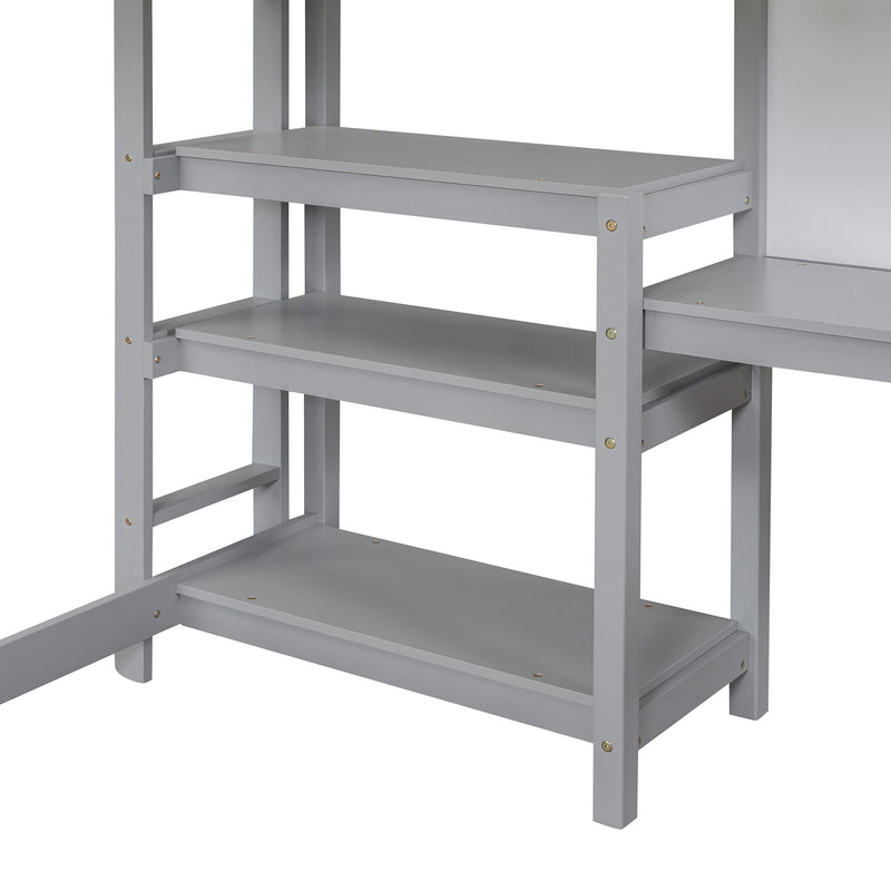 Loft Bed With Shelves, Desk And Writing Board