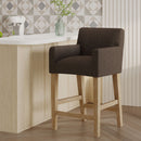 Charmed Upholstered Counter Stool With H Frame Base And Round Arms