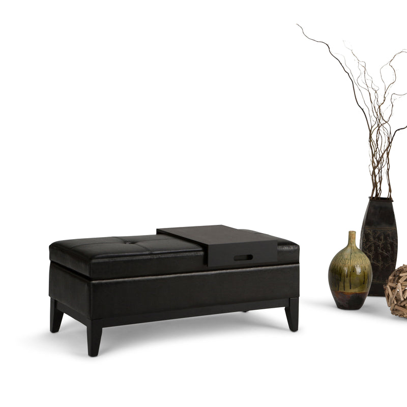 Oregon - Contemporary Storage Ottoman Bench With Tray