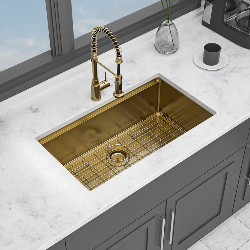 Gold Stainless Steel Undermount Kitchen Sink 36 X 19 X 9" 16 Gauge Deep Workstation Sink With Cutting Board And Accessories