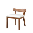 Modern Dining Chairs (Set of 2) With Glossy Upholstery - White / Walnut