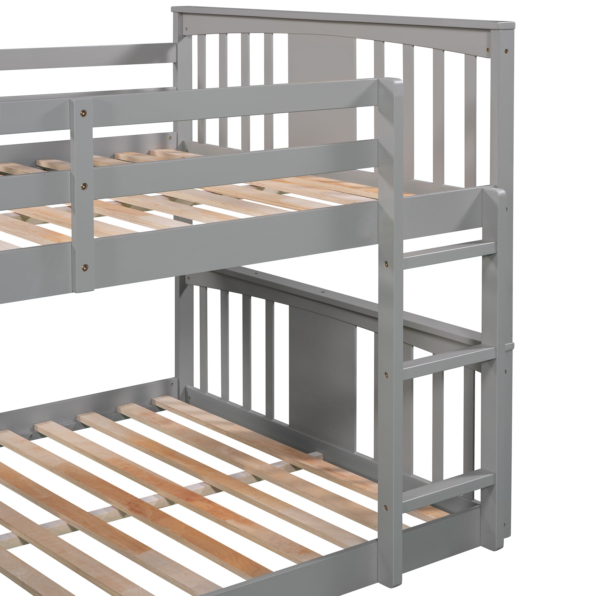Full Over Full Bunk Bed with Ladder, Gray (Old SKU :LP000207AAE)