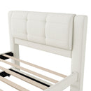 Full Size Upholstered Platform Bed With Adjustable Trundle - Beige