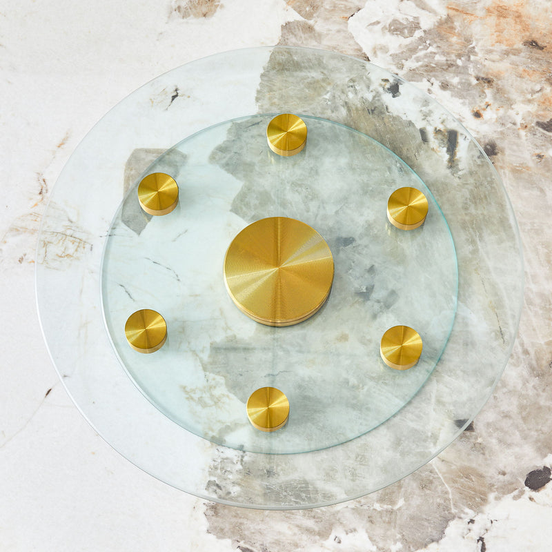 Double Layer Rotatable Round Glass Plate - Gold / Transparent