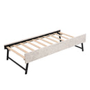 Twin Size Snowflake Velvet Daybed with Trundle and USB Charging Design,Beige