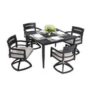 Outdoor Modern Dining Set, Chairs Sunbrella Cushioned And Dining Table With Umbrella Hole