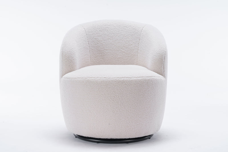 Teddy Fabric Swivel Accent Armchair Barrel Chair With Powder Coating Metal Ring