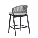 Outdoor 26" Counter Height Metal Frame Counter Stools With Scallop Shaped Backrest & Water Resistant Cushions