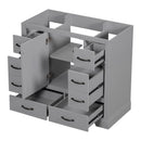 36" Bathroom Vanity Without Sink, Cabinet Base Only, 6 Drawers, Multi Functional Drawer Divider, Adjustable Shelf - Gray