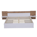 Queen Size Platform Bed with Headboard, Drawers, Shelves, USB Ports and Sockets, White