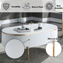 Daveigh - Coffee Table - White High Gloss & Gold