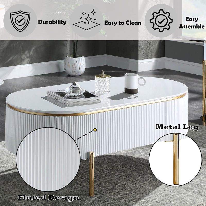 Daveigh - Coffee Table - White High & Gold