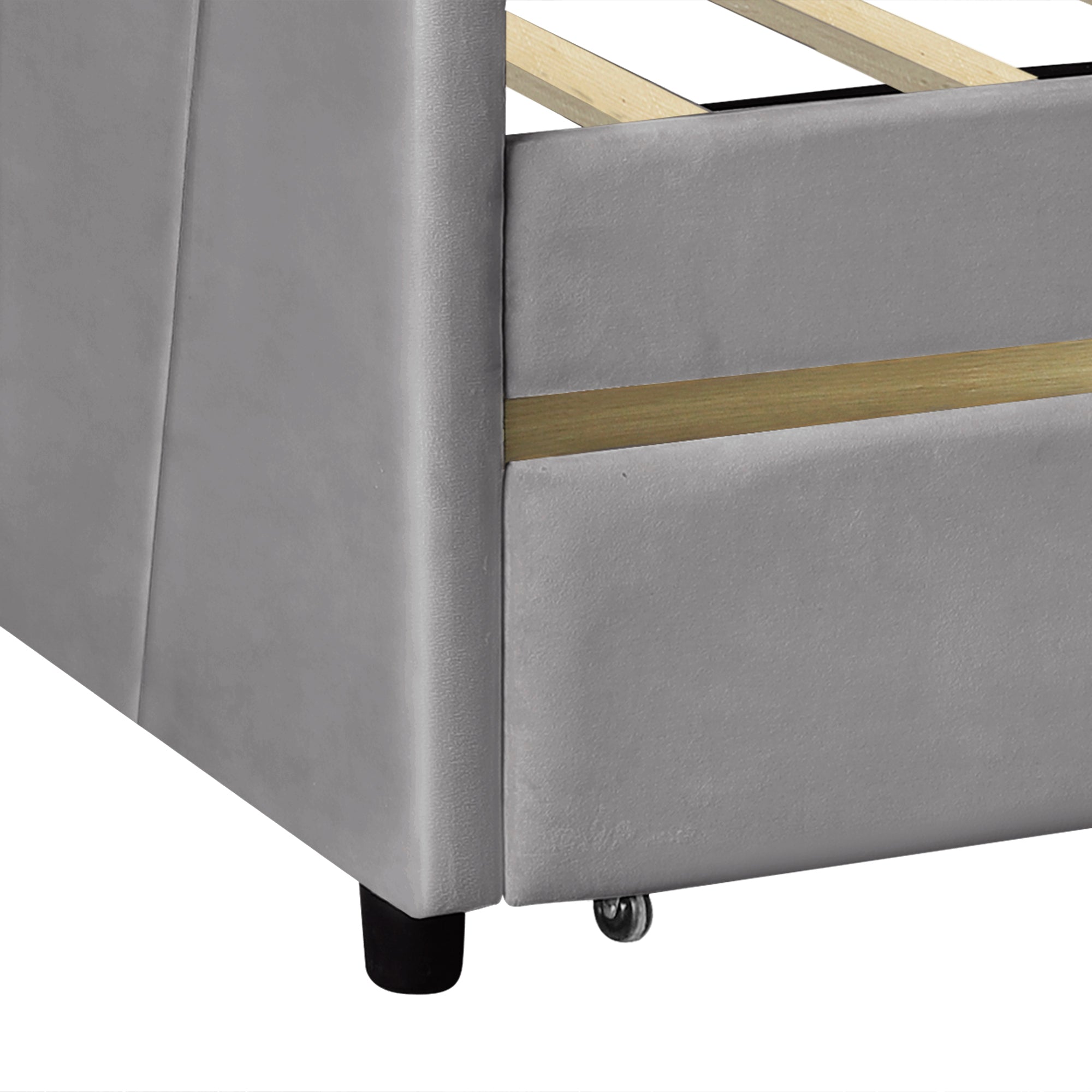 Upholstered daybed Twin Size with Two Drawers and Wood Slat  ,Gray - Atlantic Fine Furniture Melbourne FL