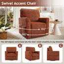 360° Swivel Accent Barrel Armchair With Side Pockets, Compact Design