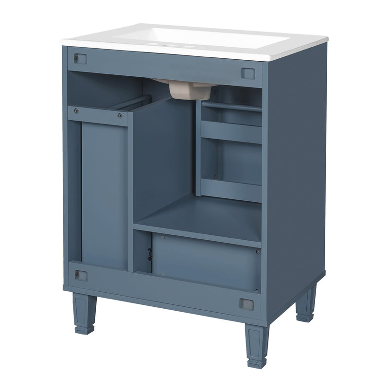 Bathroom Vanity With Sink, Deep Drawer, Door Shelf, 2 Tier Basket