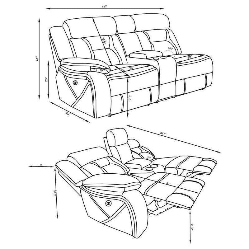 Higgins - Upholstered LAF Power Loveseat - Gray