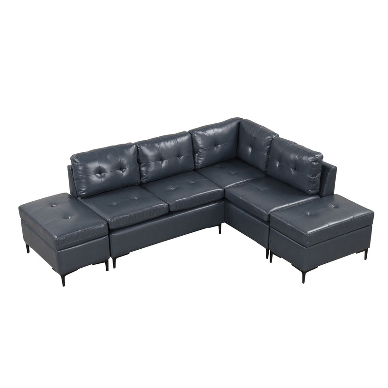 L-Shaped Corner Sofa Sectional Sofa Couch With Movable Storage Ottomans For Living Room