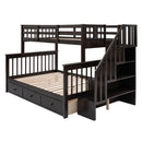 Stairway Bunk Bed With Storage And Guard Rail For Bedroom