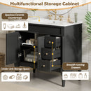 Bathroom Vanity With Ceramic Sink, 2 Doors 3 Drawers, Soft Close Design