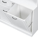 Bathroom Storage Cabinet With Tilt Out Hamper, Tall Free Standing Organizer With Drawers & Adjustable Shelves, Linen Tower With Steel Handles - White