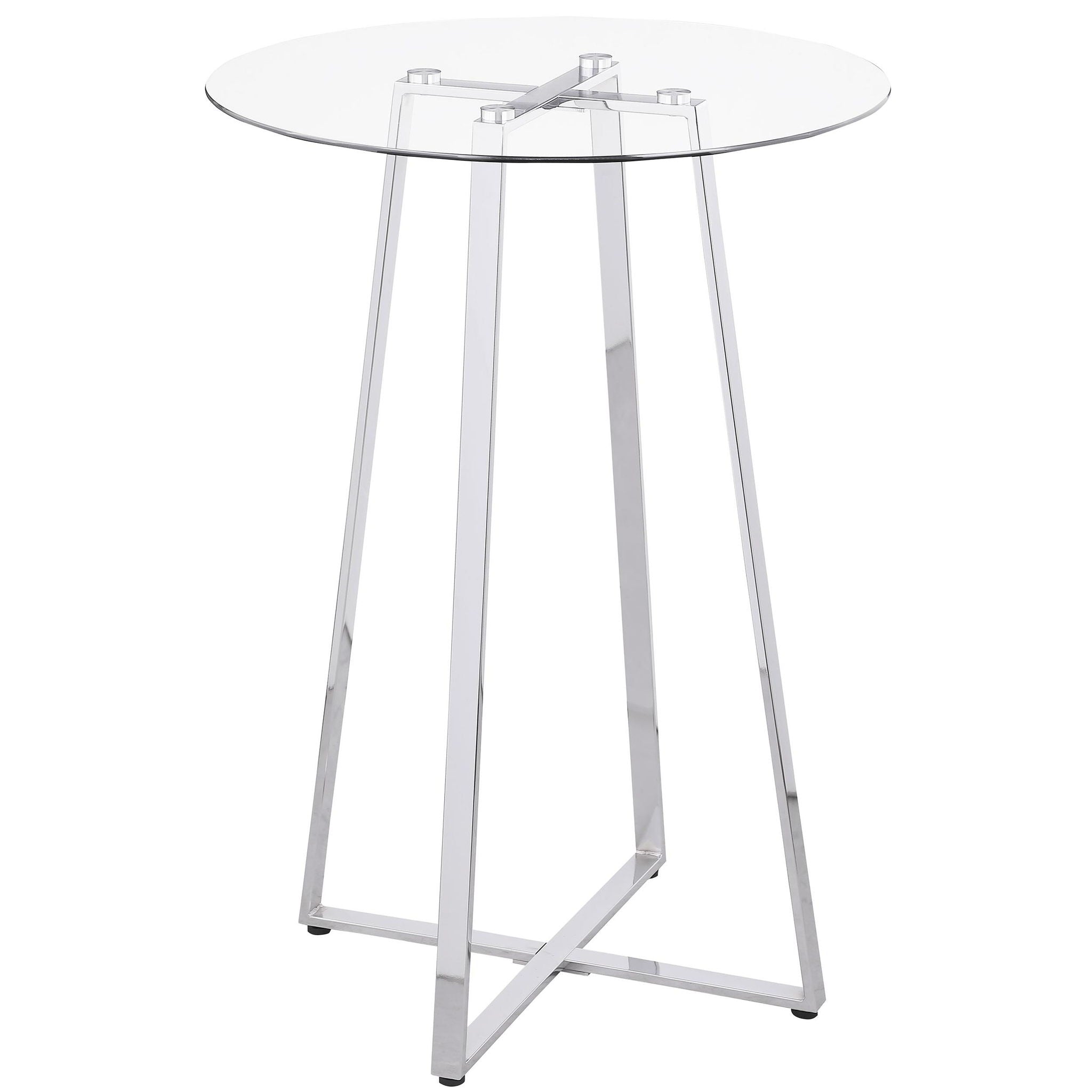 Zanella Round 30-inch Glass Top Bistro Bar Table Chrome