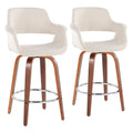 Vintage Flair - Mid-Century Modern Fixed Height Counter Stool With Swivel With Round Footrest (Set of 2)