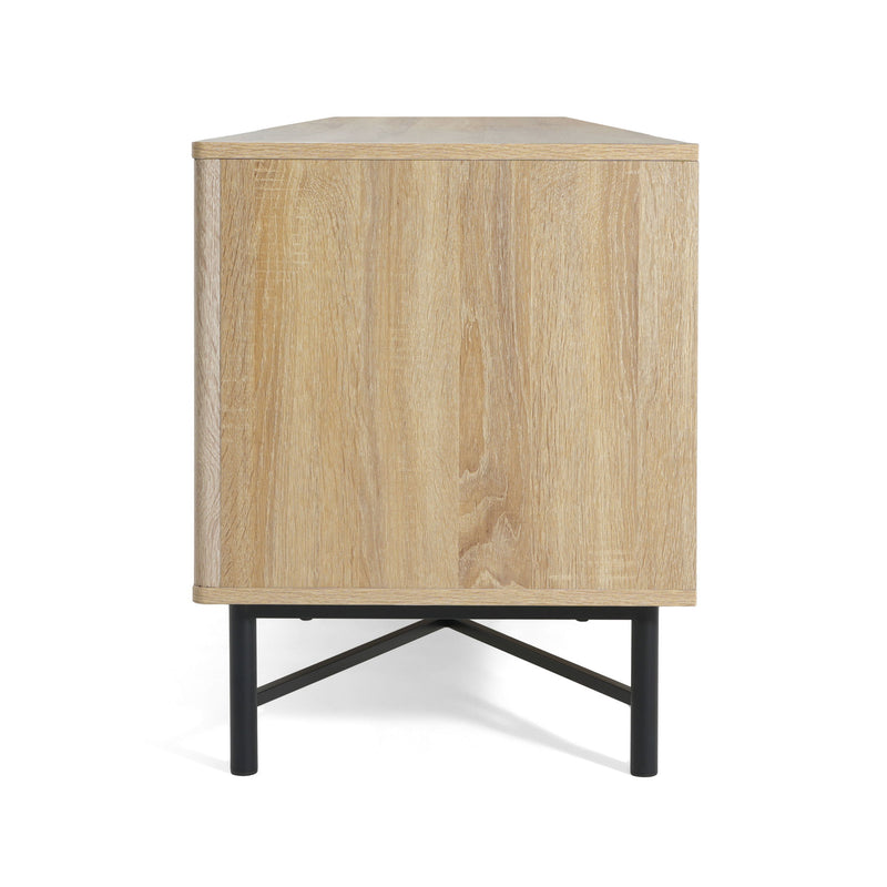 4 Door TV Cabinet, 2 Storage Spaces, Adjustable Shelves