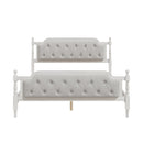 Traditional Style Solid Bed Frame With Upholstered Tufted Headboard, No Box Spring Needed