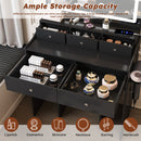 Modern Makeup Vanity Set With Power Outlet, Hair Dryer Holder, And Adjustable Lighting