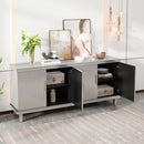 4 Door Cabinet With Adjustable Shelves, Large Storage For Living Room - Champagne