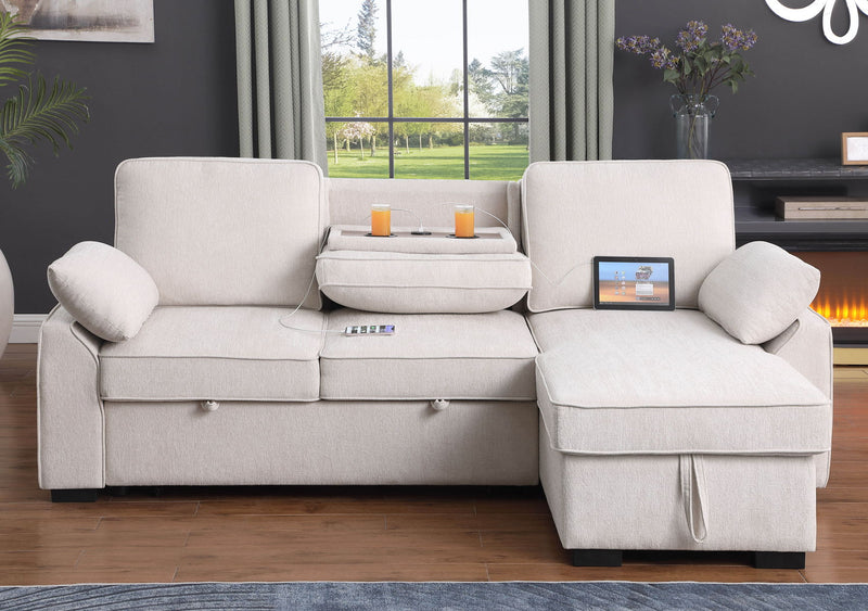 Mackenzie - Chenille Fabric Sleeper Sectional With Right-Facing Storage Chaise