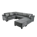 Contemporary U - Shaped Sectional Sofa With Movable Storage Ottoman