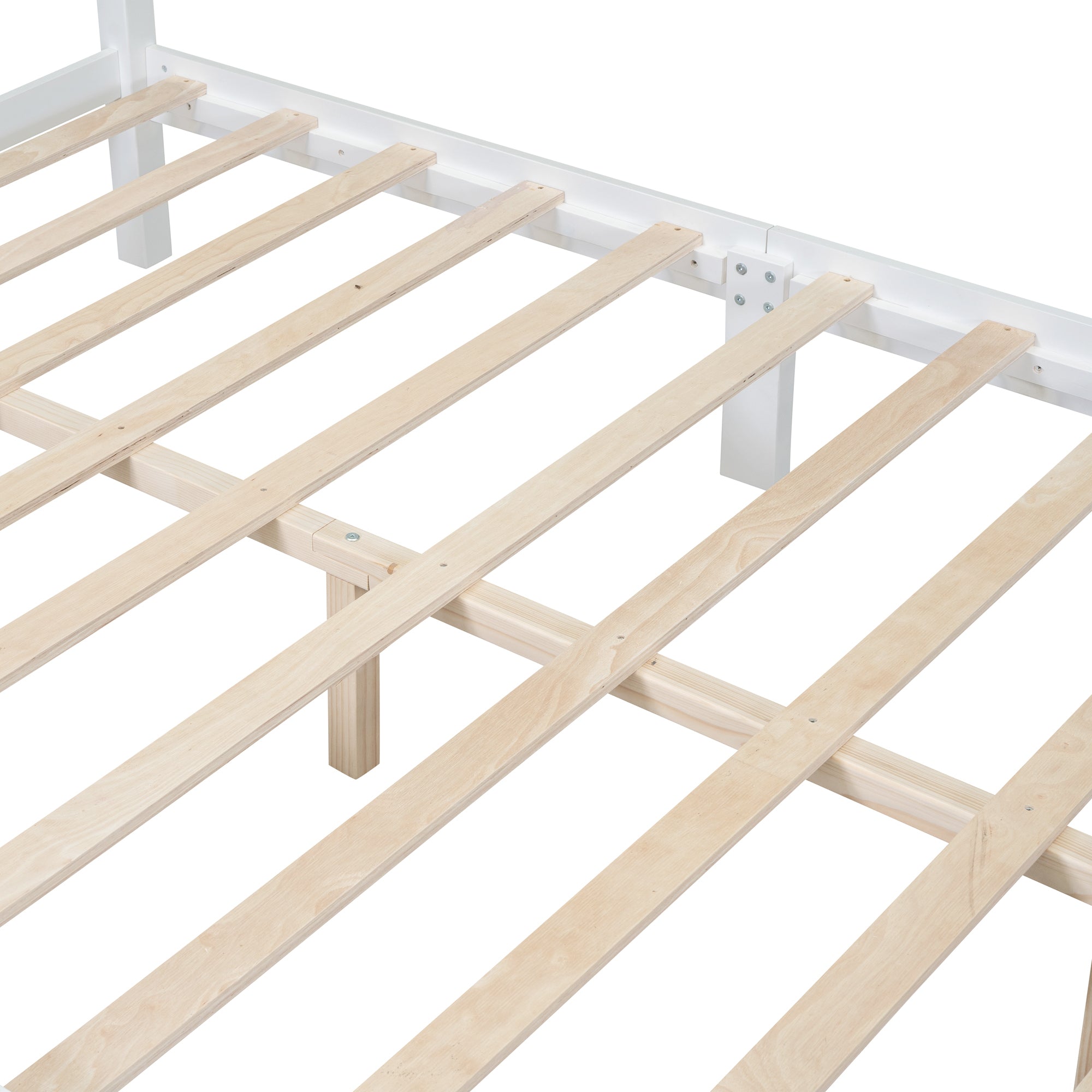 Full Size Wood Platform Bed Frame,Retro Style Platform Bed with Wooden Slat Support,White - Atlantic Fine Furniture Melbourne FL