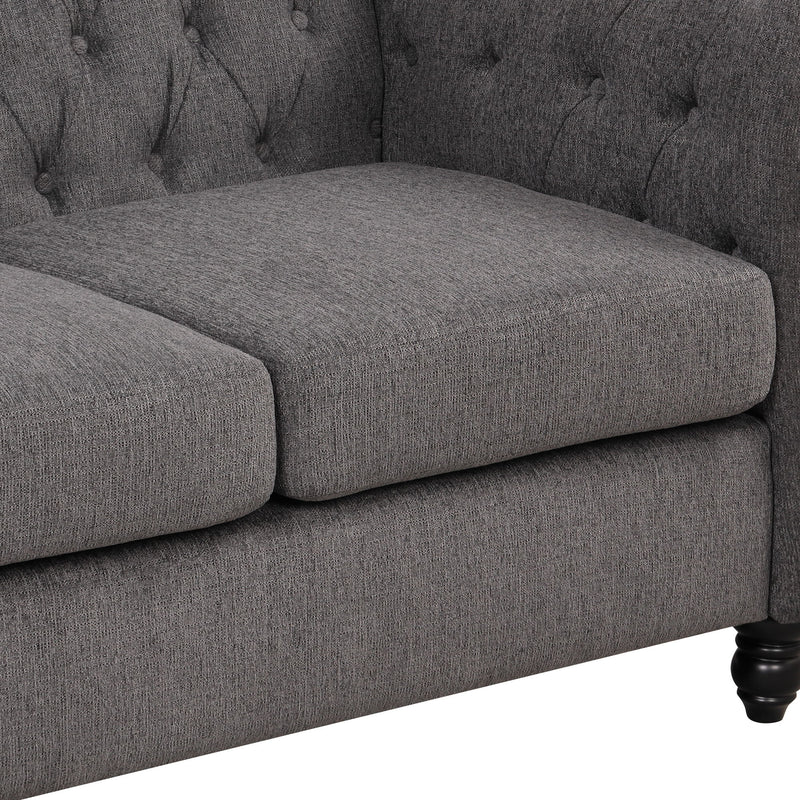 Modern Sofa Dutch Plush, Upholstered Sofa, Solid Wood Legs, Buttoned Tufted Backrest